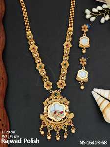 Alta demanda Rajwadi polaco 29 cm y 76 GM conjuntos de collar antiguo 29 cm y 76gm conjunto de joyería de mujer para venta de exportación - Product Image 2