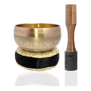 ชามสำหรับร้องเพลงแบบธิเบตทรงกลมทำจากทองเหลืองแท้มาใหม่ชามสำหรับวางสวดมนต์จักระพร้อมเบาะ - Product Image 5