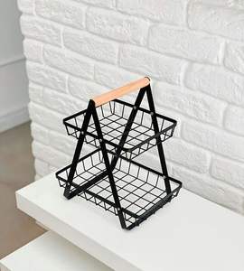 Cesta de almacenamiento de utensilios de cocina de exhibición de encimera, cesta de fruta increíble hecha a mano de alambre de hierro metálico o cesta de tocadores de oficina - Product Image 1