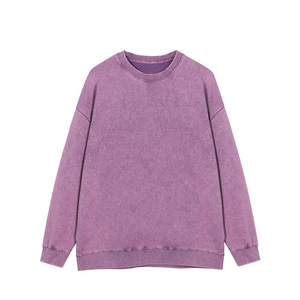 Sudadera de algodón 100% de talla grande para hombre, cómoda, patrón sólido, lavado ácido, cuello redondo, buena oferta, Jersey de punto - Product Image 1