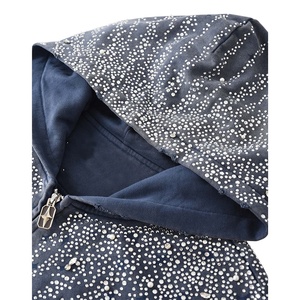 Sweat à capuche zippé en coton épais avec strass délavés au soleil, coupe ample, style streetwear pour homme - Product Image 2