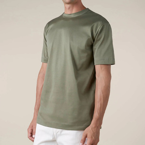 Camiseta de Lujo para Hombre, Venta Caliente, Logotipo Personalizado, Cuello Redondo, Verano, Doble Mercerizado, Brillante - Product Image 4