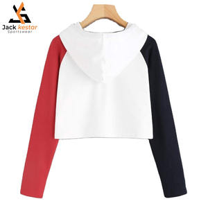 Sweat-shirts à capuche zippés courts en coton lourd à logo frontal pour femmes, pour le streetwear - Product Image 2