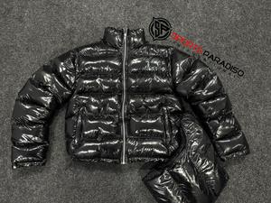 Men's High Shine Customized Color Puffer <b>Jacket</b> Winter Hooded Stand Collar Zipper Casual Long Waterproof Windproof Breathable - Product Image 3
