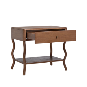 Elegante Mesita de Noche de Madera con Cajón y Estante Inferior - Diseño Clásico de Mesa Auxiliar para Dormitorio - Product Image 5