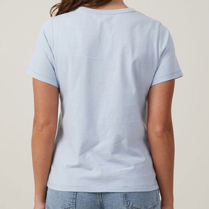 Camisetas de Cuello Redondo Antiarrugas Tejidas para Mujer, Mezcla de Algodón, Tejido Suave y Transpirable, Ropa Casual Diaria, Tops para Mujer - Product Image 4