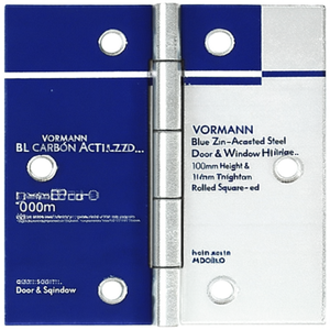 VORMANN Blue Zinc-Plated Steel <b>Door</b> & <b>Window</b> <b>Hinge</b> 100mm Height & Width 1.6mm Thickness Rolled Square-Edged 100mm - Product Image 3