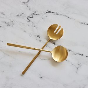 Juego de servidor de ensalada de metal ecológico ideal para utensilios de cocina elegantes de estilo de vida sostenible y utensilios reutilizables - Product Image 5