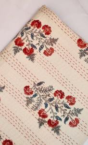 Edredón Kantha con estampado de bloques a mano, colcha hecha a mano de algodón orgánico, colcha Kantha Bohemia Hippie, colcha acolchada Kantha - Product Image 4