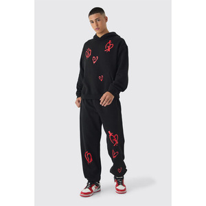 Sweat à capuche baggy surdimensionné à épaules tombantes en molleton de coton épais et survêtement pour homme - Product Image 1