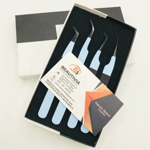 Professional Sustainable Stainless Steel <b>Eyelash</b> Extensions Tweezers Pointed Baby Blue Black <b>Applicators</b> - Product Image 5