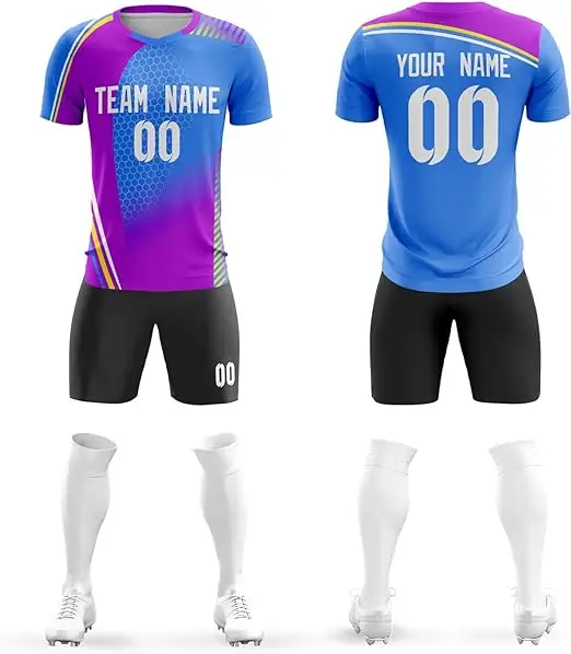 2024ホット販売新しいファッションサッカーユニフォーム通気性100% ポリエステル素材男性用サッカーウェア