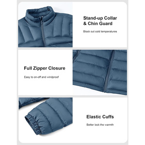 เสื้อแจ็คเก็ตดาวน์บุรุษแบบพับเก็บได้ พร้อมการตกแต่งผ้าและป้ายแบบกำหนดเอง เหมาะสำหรับเสื้อผ้าฤดูหนาวแบบ Private Label - Product Image 4