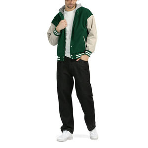 Streetwear Mode Oversize Loisirs Patch Personnalisé Broderie Manches En Cuir Collège Baseball Letterman Varsity Veste Pour Hommes - Product Image 5