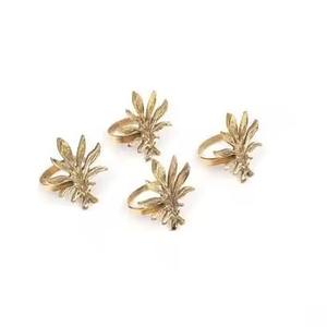 Gold plated Embossed Leaves Design Napkin <b>Ring</b> Designer Tableware Napkin <b>Ring</b> - Product Image 1