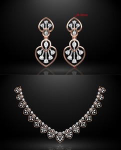 Luxe 10K 14K or en acier inoxydable bijoux de mode collier boucle d'oreille ensemble pour les fêtes de mariage et de fiançailles pour les femmes - Product Image 1