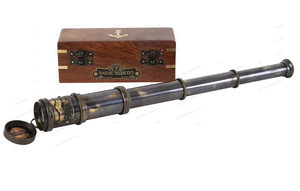 Calvin Handicraft Vintage Nautical Captain Spyglass <b>Telescope</b> Handheld <b>Brass</b> with Brown Wood Box Polished Crafted Item Gift - Product Image 5