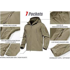 Veste Soft Shell pour homme léger pour la chasse et l'escalade Fermeture à glissière - Product Image 6