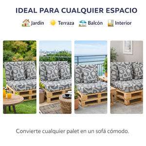 Juego de 4 Cojines Duraderos de Tela para Pallets de Exterior, 120x80 + 120x50 cm, para Sofá de Jardín, 12 cm de Grosor, con Funda Extraíble - Product Image 6