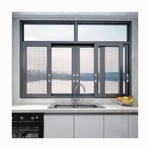 Fabricant de fenêtres en verre d'aluminium fenêtres coulissantes à double vitrage avec grille