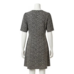 Casual antiarrugas manga corta Puff estampado vestido algodón poliéster mezcla suave transpirable verano desgaste para mujer moda - Product Image 2