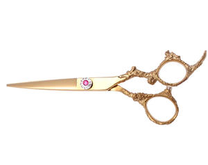 Tijeras de peluquería de acero al carbono con mango de dragón de oro rosa, tijeras de peluquero afiladas rectas, tornillo elegante - Product Image 5