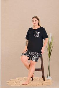 Conjunto de Pijama para Mujer Talla Grande, Camiseta de Manga Corta y Pantalones Cortos, Ropa de Dormir Cómoda de Talla Grande, Ropa para el Hogar - Product Image 2