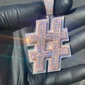 Pendentif diamant 925 Sterling pendentif Hip Hop de haute qualité Pendentif diamant en argent glacé personnalisé - Product Image 3