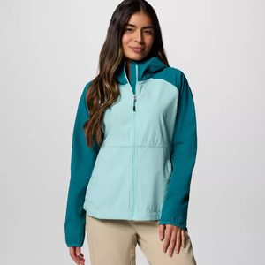 Vente en gros Veste softshell à capuche de couleurs unies pour femmes bleues Vestes softshell à manches longues coupe-vent pour la course à pied en plein air pour femmes - Product Image 1