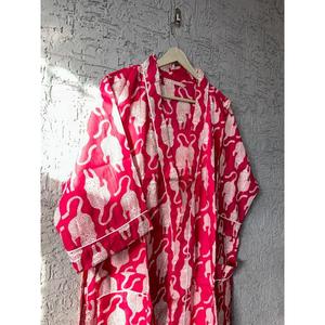 ชุดคลุมอาบน้ำกิโมโนเสือจากผ้าฝ้ายอินเดียทำด้วยมือสำหรับฤดูร้อนและฤดูใบไม้ผลิชุดชั้นในใส่นอนฟรีไซส์มีลวดลาย - Product Image 3