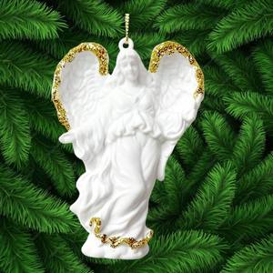 New Design Style Christmas New Year Decoration Matt <b>White</b> Gold <b>Paint</b> Clear Champagne Gold <b>Glitter</b> Acrylic Angel Ornament - Product Image 1