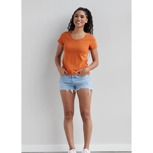 T-shirt à col rond en coton biologique pour femmes, manches courtes, t-shirts respirants pour femmes - Product Image 2