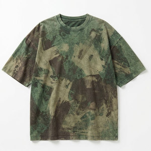 T-shirts Oversize Homme en Coton Épais Délavé à l'Acide, Coupe Décontractée Épaules Tombantes, Streetwear, T-shirts Décontractés à Motifs, Vêtements Personnalisés en Gros - Product Image 1