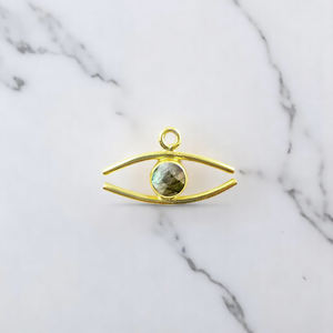 Connecteur Marquise Evil Eye en argent sterling 925 avec diamant à facettes en pierre précieuse Labradorite pour la fabrication de bijoux pour enfants - Product Image 1