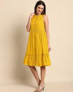 Trendmalls Vestido occidental hasta la rodilla sin mangas de rayón para mujer () - Product Image 3