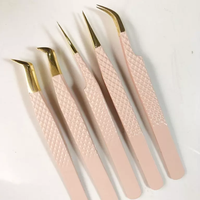 Pinces à cils Jackbilly JB-0023 personnalisées en acier inoxydable, pointe en fibre, pointe nano, lot de 5, précision, antistatiques, durables, plasma