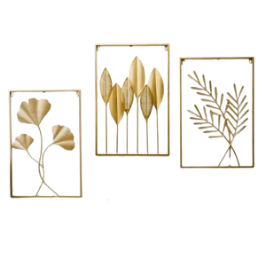 Juego de decoración de tres paredes, colgante de Metal, manualidades decorativas para el hogar, arte de pared metálico dorado decorativo para sala de estar y dormitorio - Product Image 1