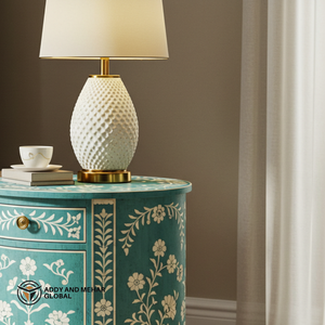 Mesita de Noche Moderna Ecológica Hecha a Mano con Incrustaciones de Hueso Verde y Diseño Floral para Muebles de Dormitorio - Product Image 2