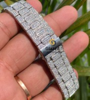 Montre de luxe pour homme, style hip-hop, avec moissanite taille brillant, diamants de clarté VVS, chronographe, en acier inoxydable et verre