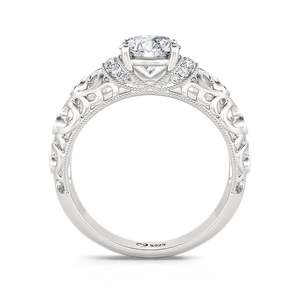 แหวนหมั้นเงินสเตอร์ลิงทรงกลมประดับลูกปัดสไตล์วินเทจ Jeulia - Product Image 3