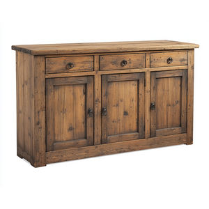 Buffet en bois massif rustique avec 4 portes de rangement et 2 tiroirs, crédence de style fermier pour salle à manger, vente en gros - Product Image 4