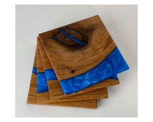 Manteles individuales de protección de mesa de cedro hechos a mano cuadrados redondos transparentes creativos té de resina epoxi interior de madera - Product Image 6