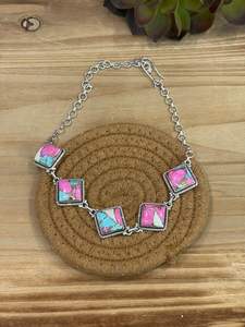 Collier en argent sterling fait à la main Barbe à papa Turquoise Bijoux uniques en pierres précieuses pastel Placage rhodium Cadeau parfait pour elle - Product Image 3