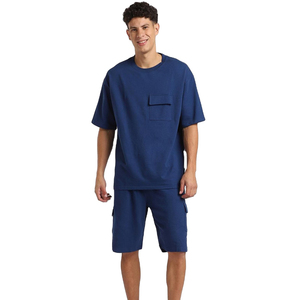 Ensemble short deux pièces d'été personnalisé avec logo, faible MOQ 2026, pour hommes, survêtement homme 2 pièces, t-shirt et short 100% COTON - Product Image 3