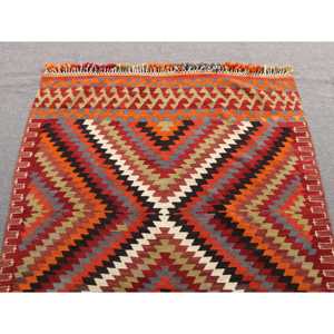 พรมลายตุรกีโบราณ ขนาด 3.7x6.2 ฟุต สีแดงส้ม พรมขนสัตว์แบบตะวันออก - Product Image 4