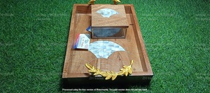 Ensemble cadeau en acrylique Ramadan Moubarak 2026 avec couvercles incrustés de mosaïque et plateau en bois incrusté artisanal, présentoir de luxe pour bonbons et fruits secs - Product Image 5