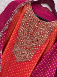 Beau miroir travaillé pur Chinnon Top élégant brodé Dori séquence pantalon contraste Dupatta indien pakistanais fête - Product Image 6