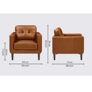 Shlok Contemporary Design Light Brown <b>Leather</b> Arm <b>Chair</b> <b>for</b> <b>Living</b> <b>Room</b> - Product Image 2