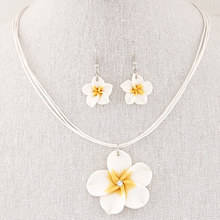 Hawaiian Plumeria Rubra Bohemia Tropical flor aleación colgante pendientes collar conjunto para Luau Beach Party regalo de mujer - Product Image 5