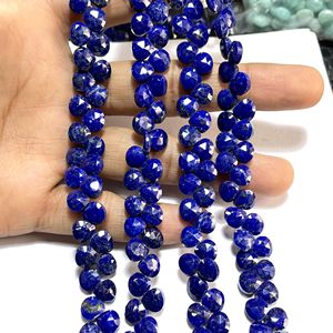 Lapiz Lazuli perles de briolette en forme de coeur à facettes, perles de pierres précieuses calibrées 7MM, fournitures de perles en gros - Product Image 6